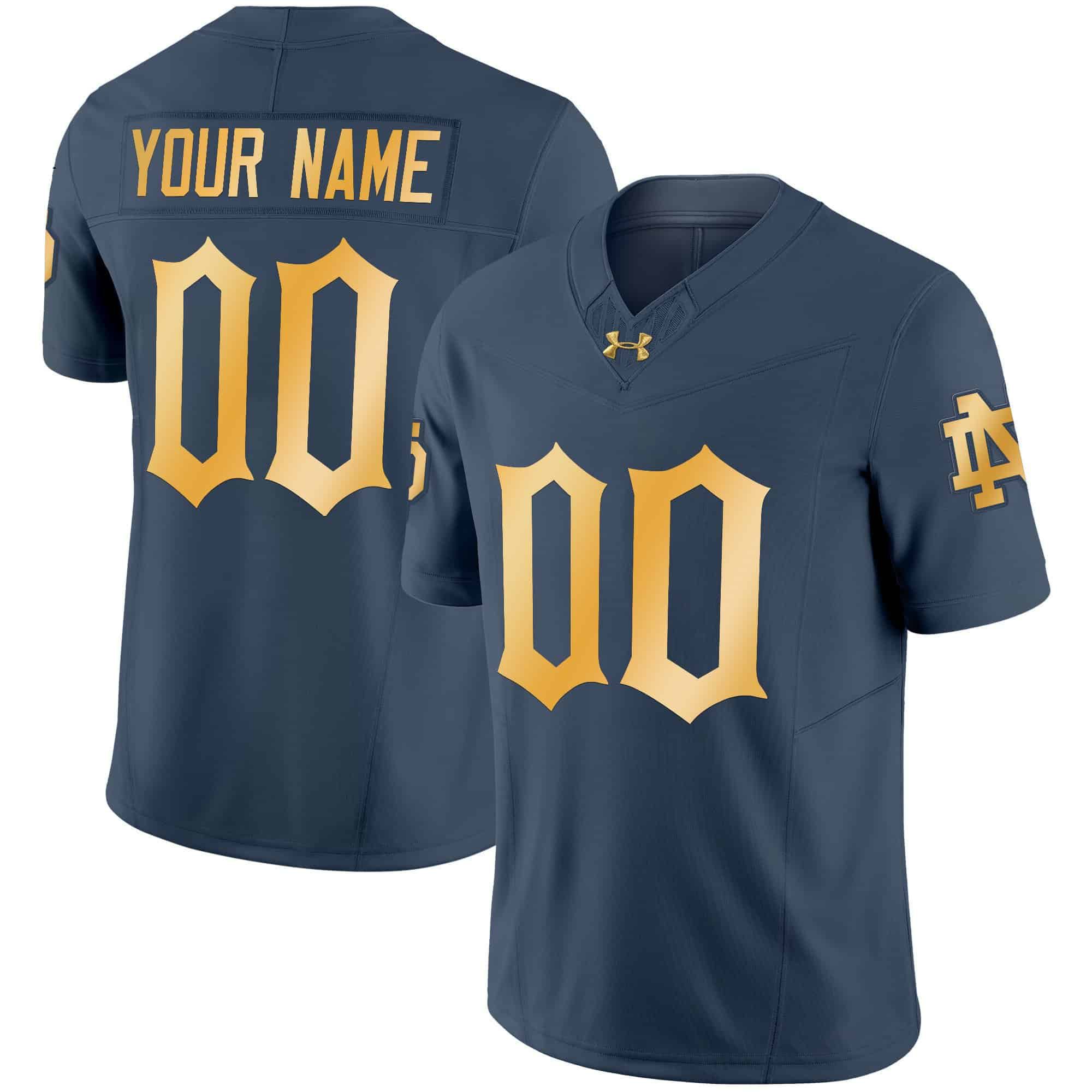 Men Notre Dame Fighting Irish Blue 2024 Vapor Limited Custrom NCAA Jersey
